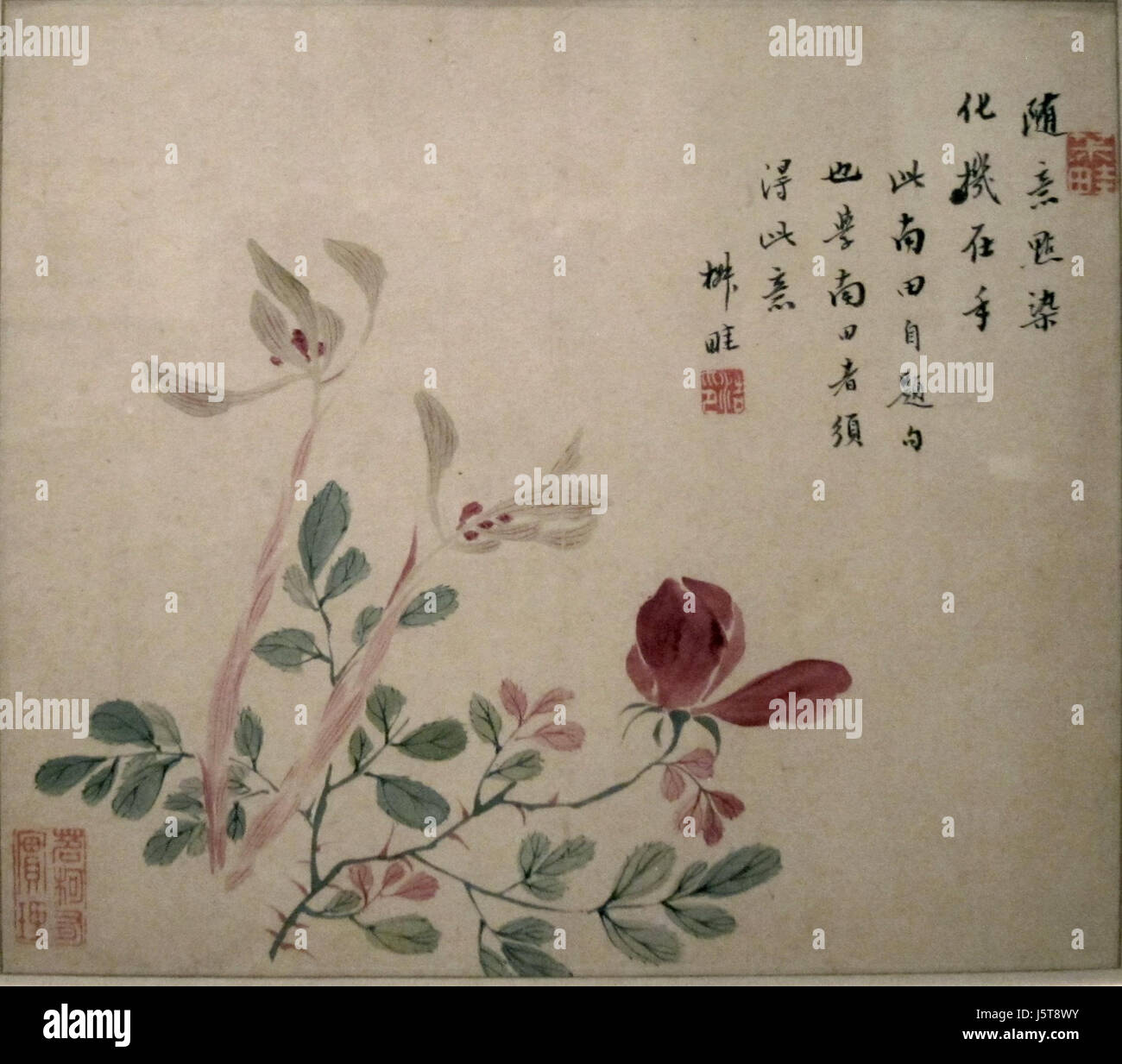 " Otto Paesaggio e dipinti di fiori' da Wang Xuehao, Honolulu Museo di Arte III Foto Stock