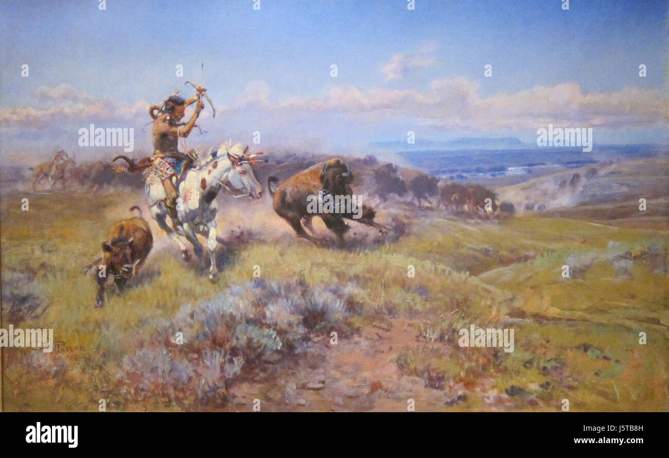 "Fighting Meat" di Charles Marion Russell è un dipinto che raffigura le aspre e violente scene del West americano. Mette in evidenza l'abilità dell'artista nel ritrarre paesaggi occidentali e la cultura dei cowboy. Foto Stock