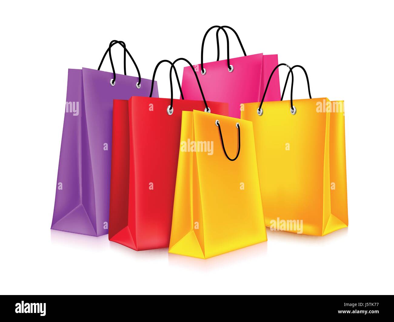 Raccolta di vettore colorati Shopping Bags isolato in uno sfondo bianco. Illustrazione Vettoriale. Illustrazione Vettoriale