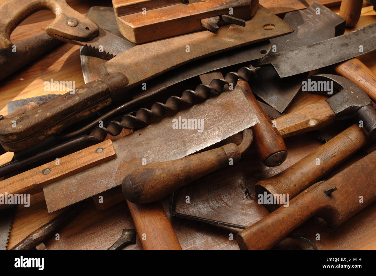 La macro utensile di close-up di ammissione macro close up visualizza dettagli antichi di legno di confusione Foto Stock