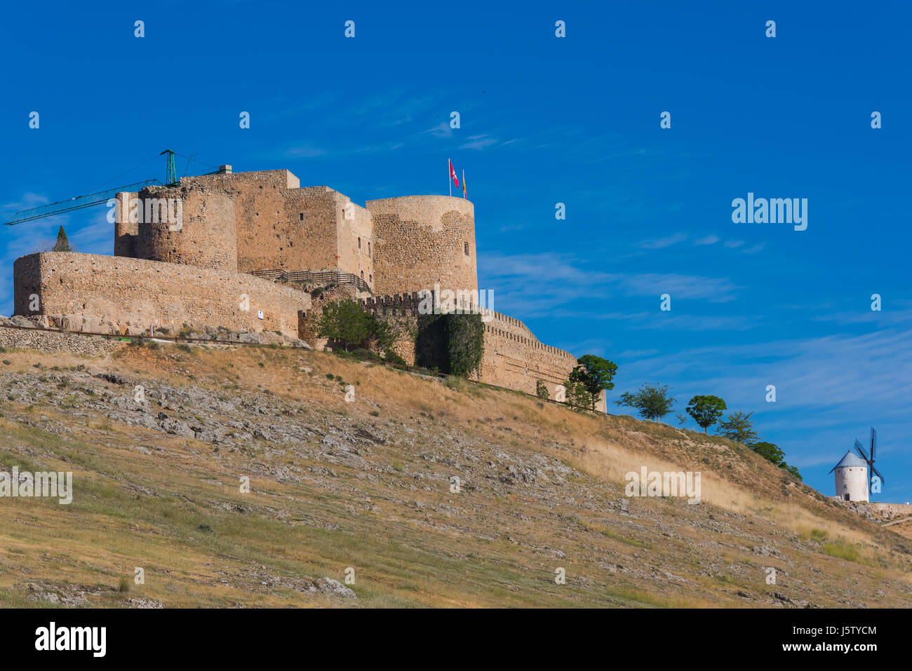 Don Quijote il castello di Consuegra, Spagna Foto Stock