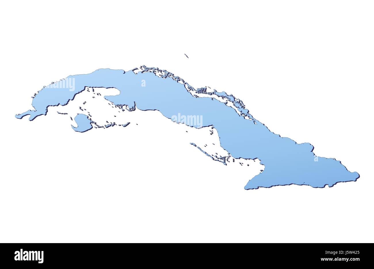 Blu contorno isolata cuba mappa gradiente atlas mappa del mondo sullo sfondo Foto Stock