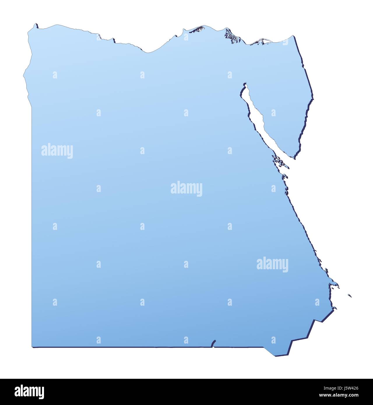 Blue isolato contorno egitto mappa gradiente atlas mappa del mondo sullo sfondo Foto Stock