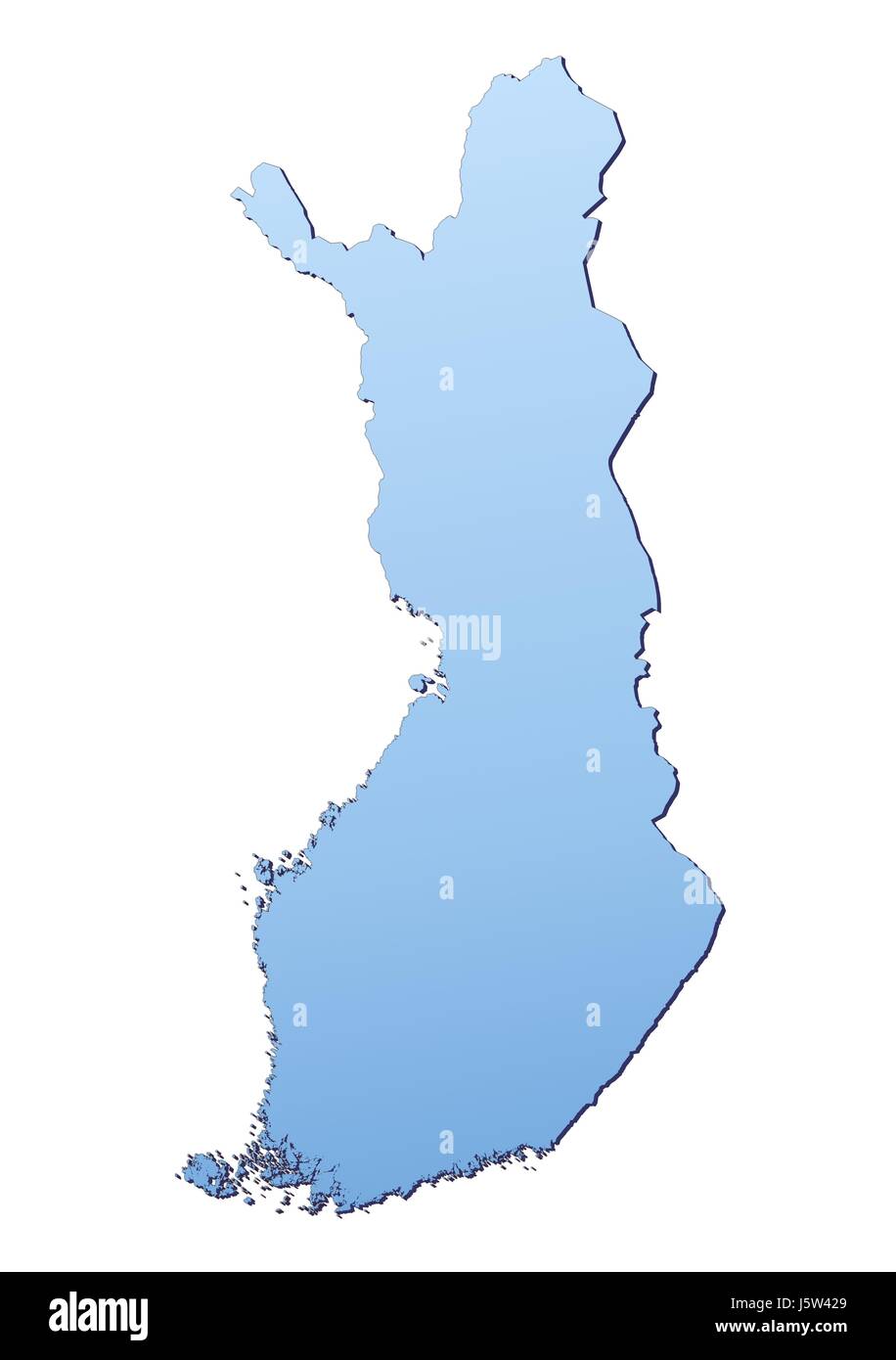 Blue isolato delineare la Finlandia mappa gradiente atlas mappa del mondo sullo sfondo Foto Stock
