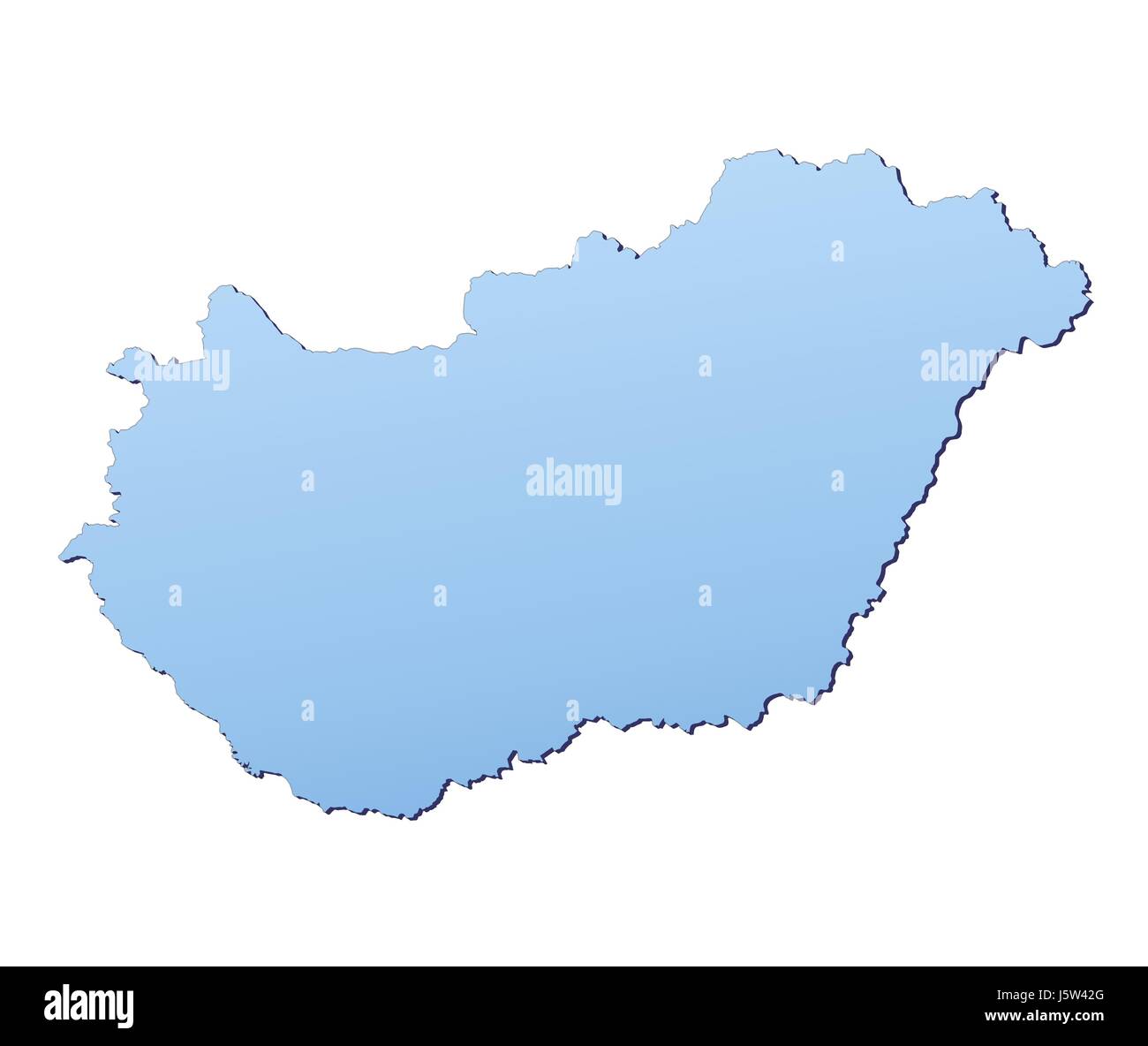 Blu contorno isolata Ungheria mappa gradiente atlas mappa del mondo sullo sfondo Foto Stock