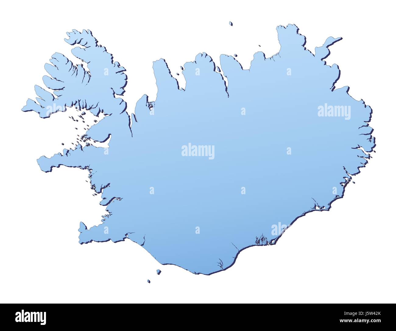 Blu contorno isolato Islanda mappa gradiente atlas mappa del mondo sullo sfondo Foto Stock