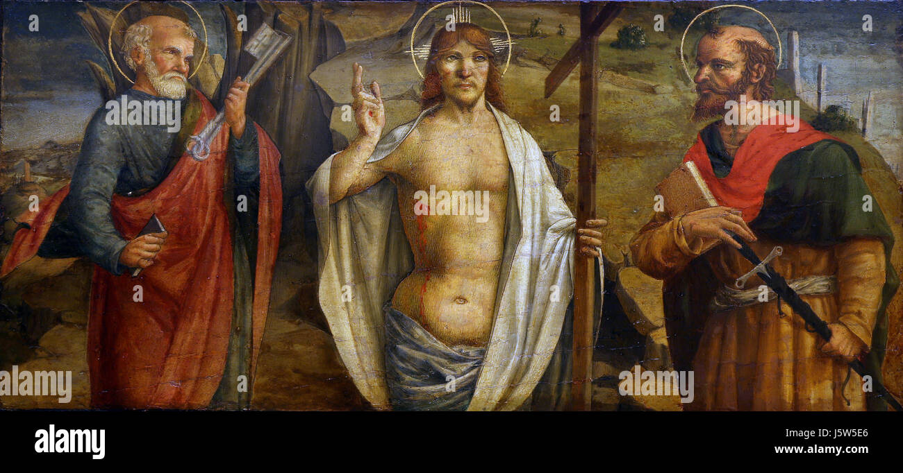 Lorenzo D'Alessandro: Cristo Risorto con sains Pietro e Paolo Foto Stock