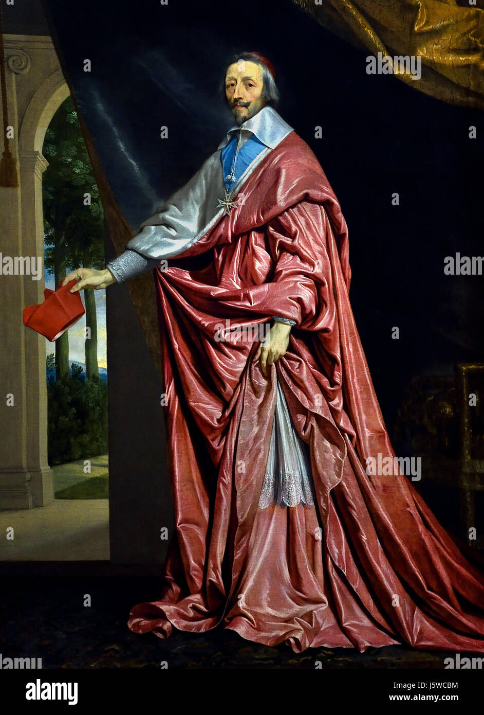 Il Cardinale de Richelieu 1633-40 Philippe de Champaigne 1602 - 1674 Francia - Francese ( Il Cardinale e Duc de Richelieu (1585 - 1642) Armand-Jean du Plessis, Cardinale e Duc de Richelieu (1585 - 1642), divenuto cardinale nel 1622. Governò la Francia come Chief Minister ( il re Luigi XIII ) 1624 fino alla sua morte nel 1642. Foto Stock