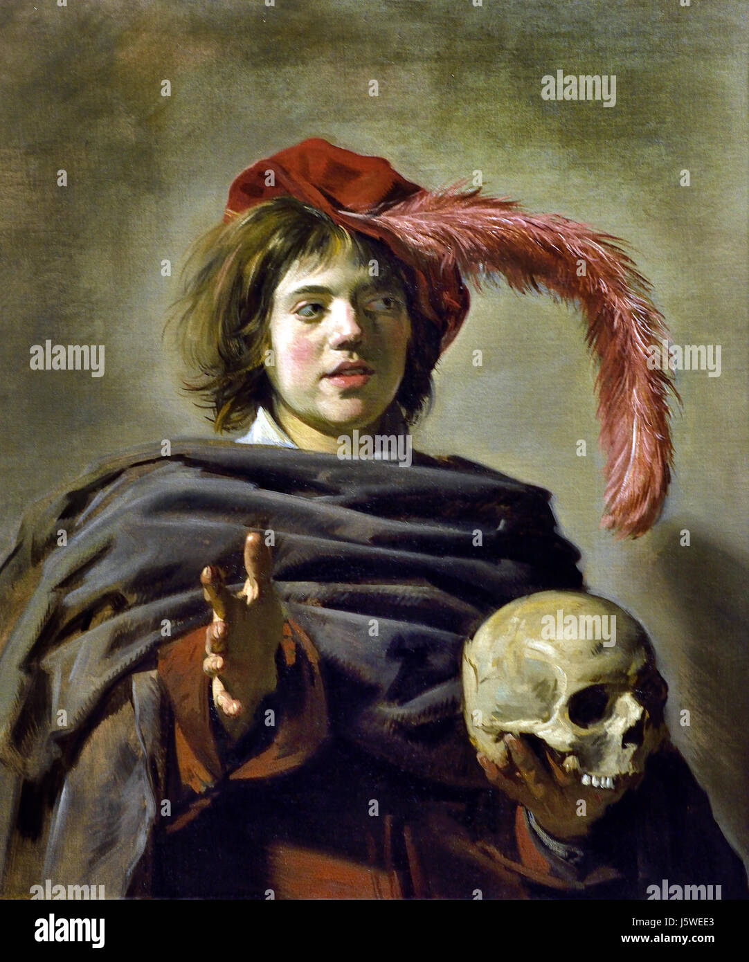 Giovane uomo tenendo un cranio (Vanitas) 1626-8, Frans Hals 1582/3 - 1666 olandese Nei Paesi Bassi Foto Stock