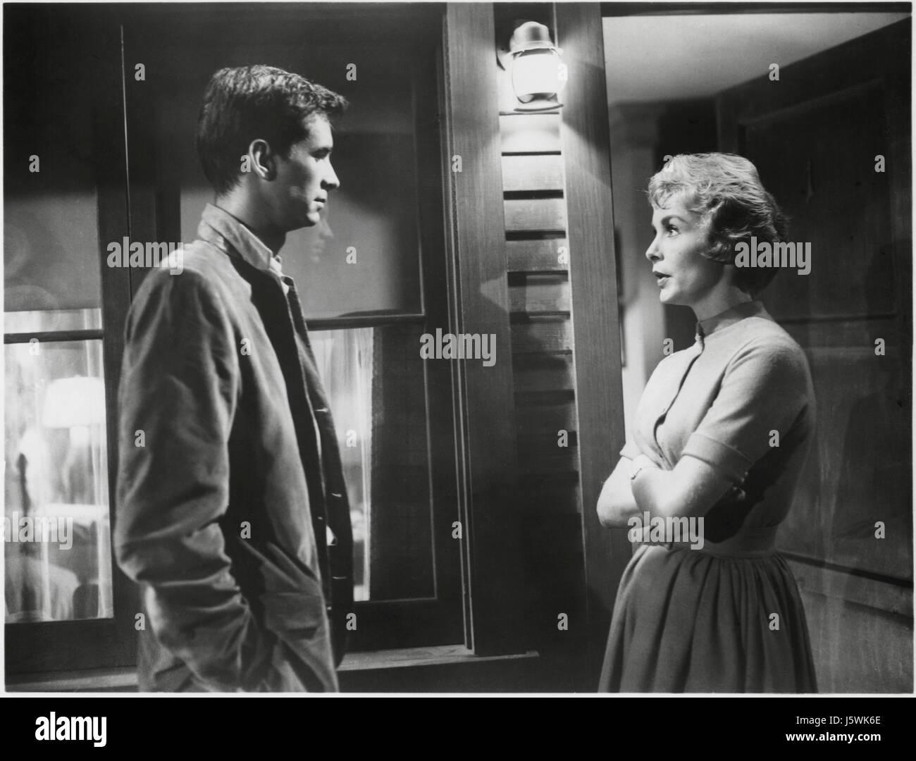 Anthony Perkins, Janet Leigh, sul set del film "Psycho', 1960 Foto Stock