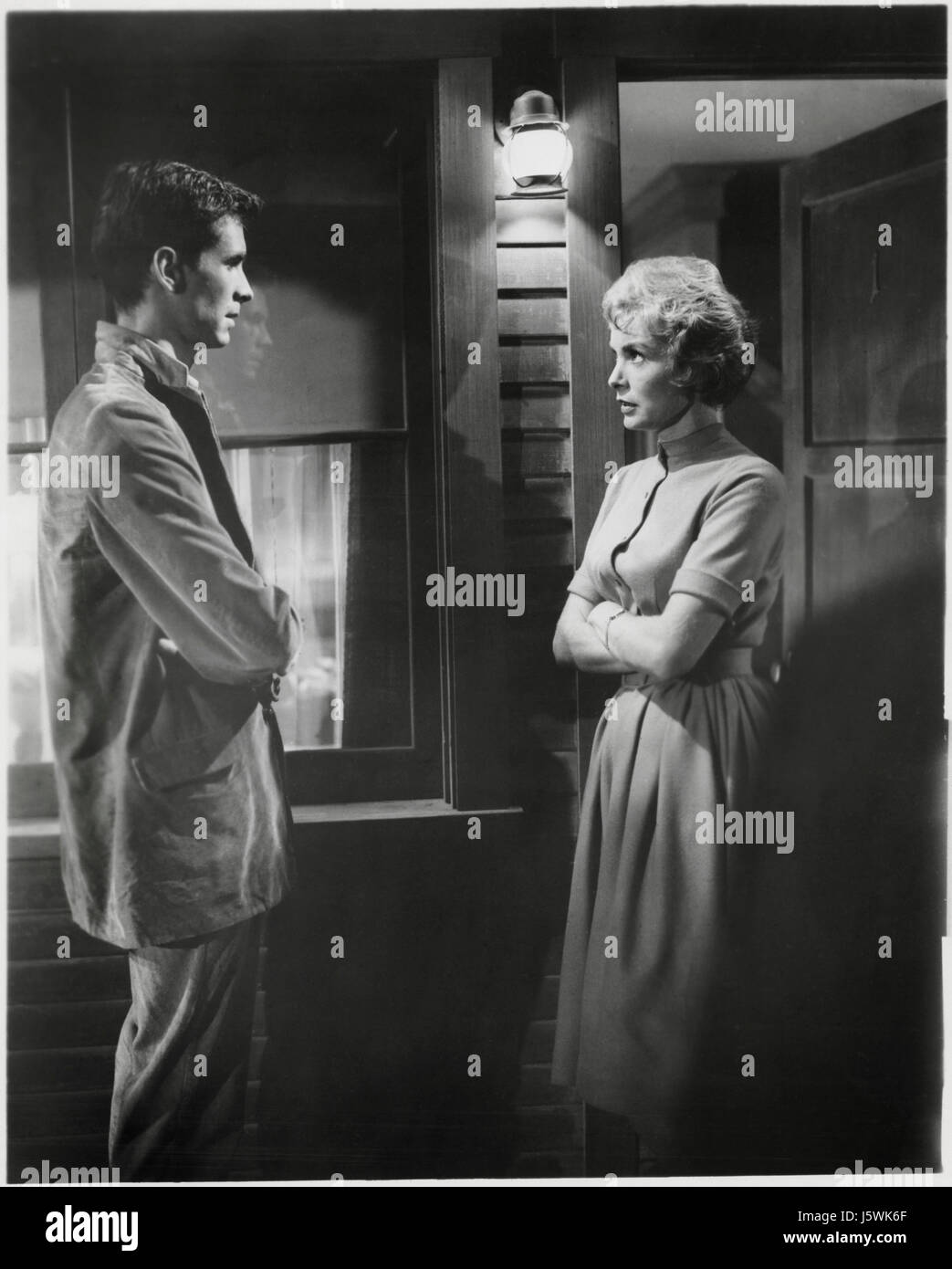 Anthony Perkins, Janet Leigh, sul set del film "Psycho', 1960 Foto Stock