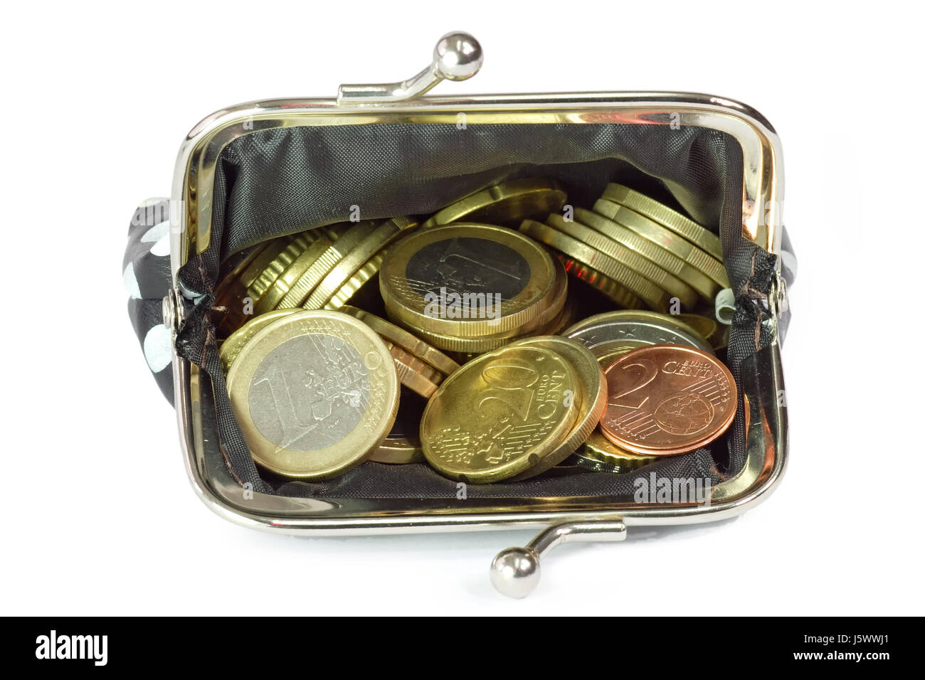Euro cent contanti duri freddi in contanti il denaro in contanti portamonete di denaro moneybag wallet Foto Stock