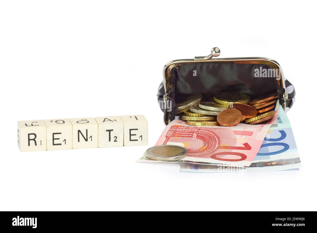 Monete metalliche in euro Banconote note proprie fatture a freddo in contanti il denaro in contanti Foto Stock