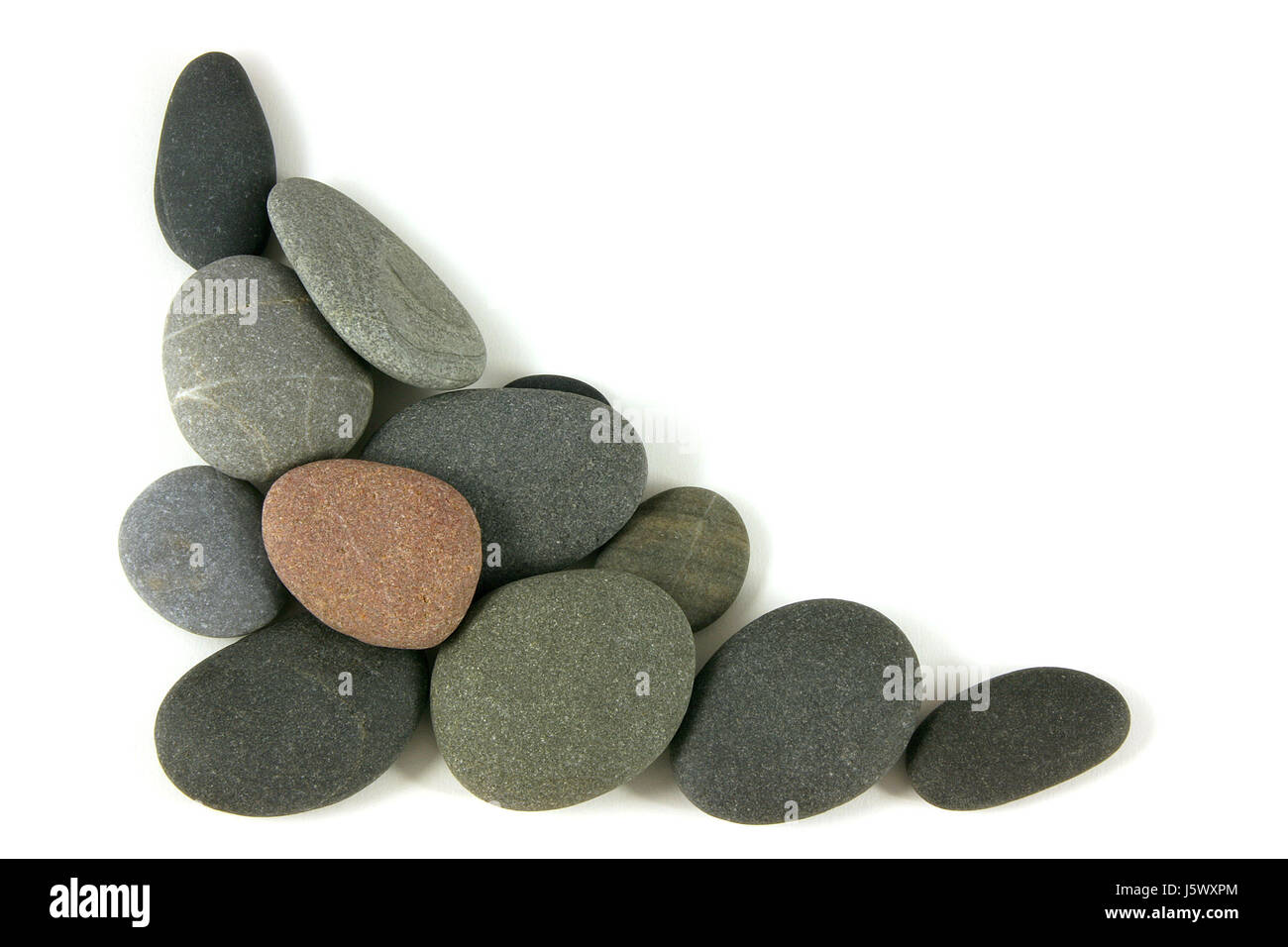 La pietra angolare di roccia sasso bianco minerale disposizione angolo tondo di colore di circa Foto Stock