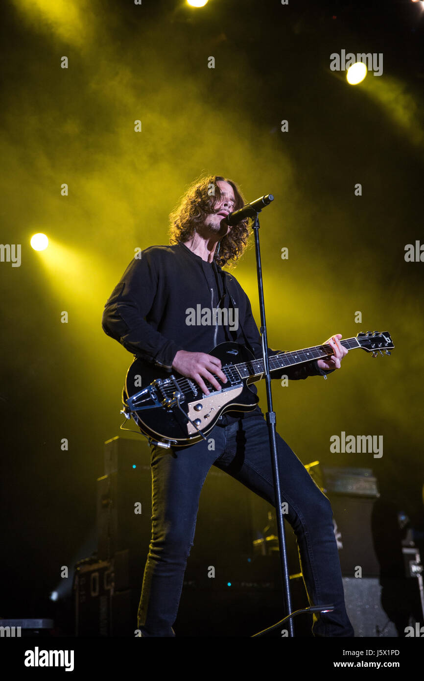 Chris Cornell suona con Soundgarden in Kitchener, Ontario, Canada, luglio 11, 2015 Foto Stock