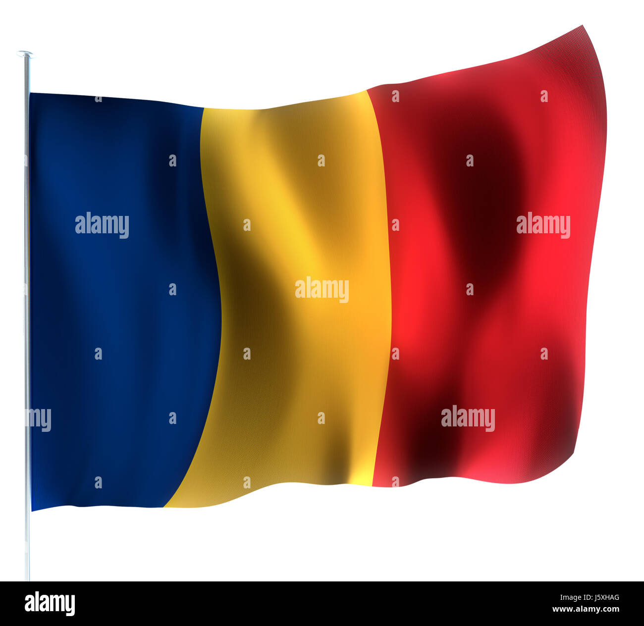 Bandiera della Romania bandiera soffiare lo stato nazione romania terra immobiliare banner di terra il vento Foto Stock