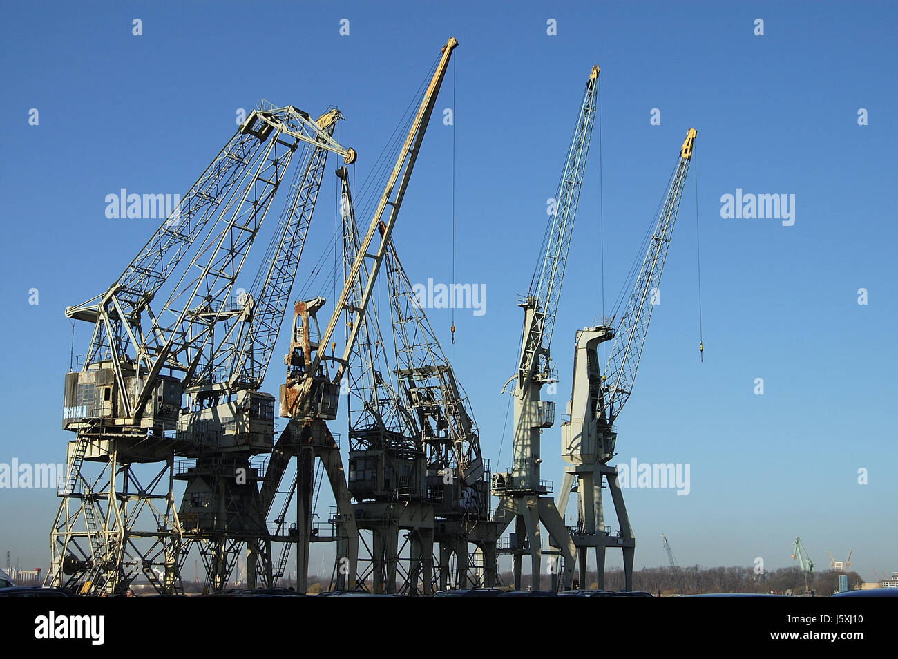 Impianto industriale Belgio gancio gru gru Anversa industria ingegneria motore Foto Stock