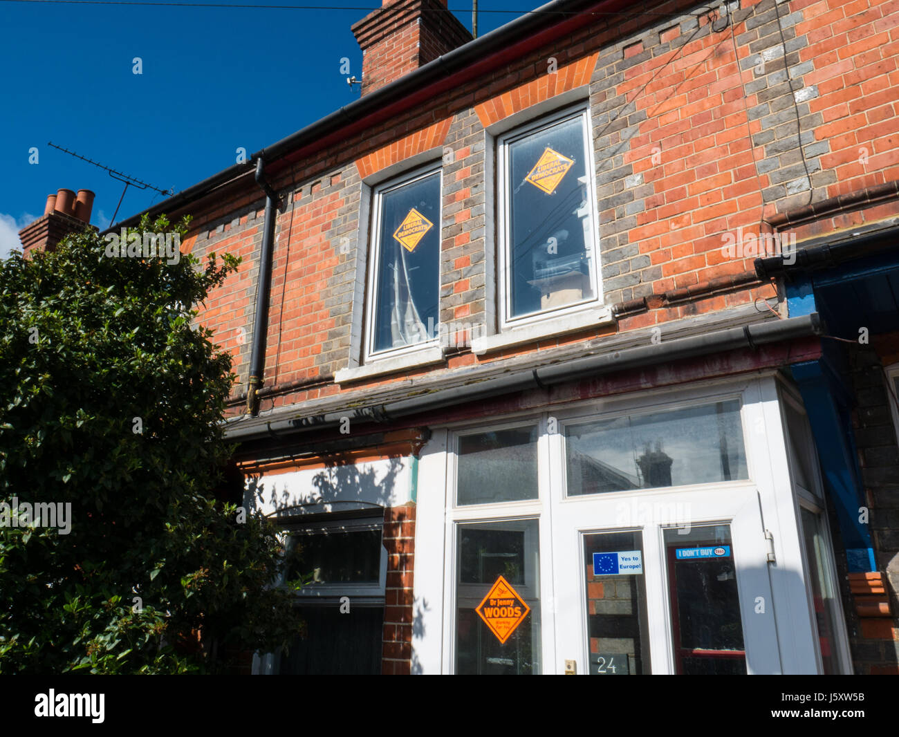 Liberal Democrats Window Sign, Reading, Berkshire, Inghilterra, UK, GB. Foto Stock