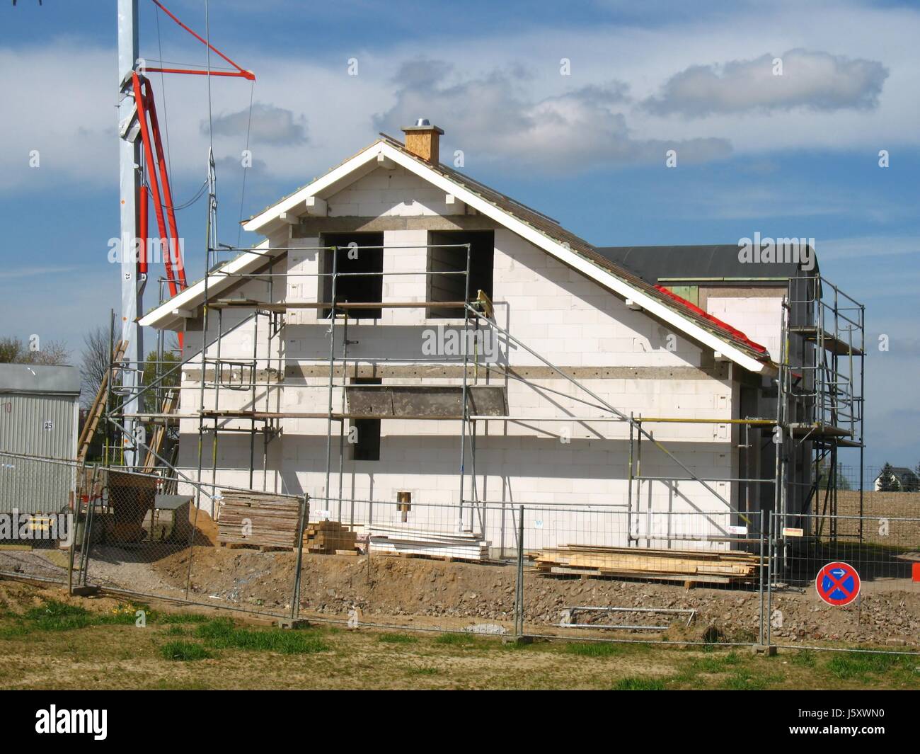 Costruzione casa home casa di abitazione residenziale nuovo edificio staccato Foto Stock