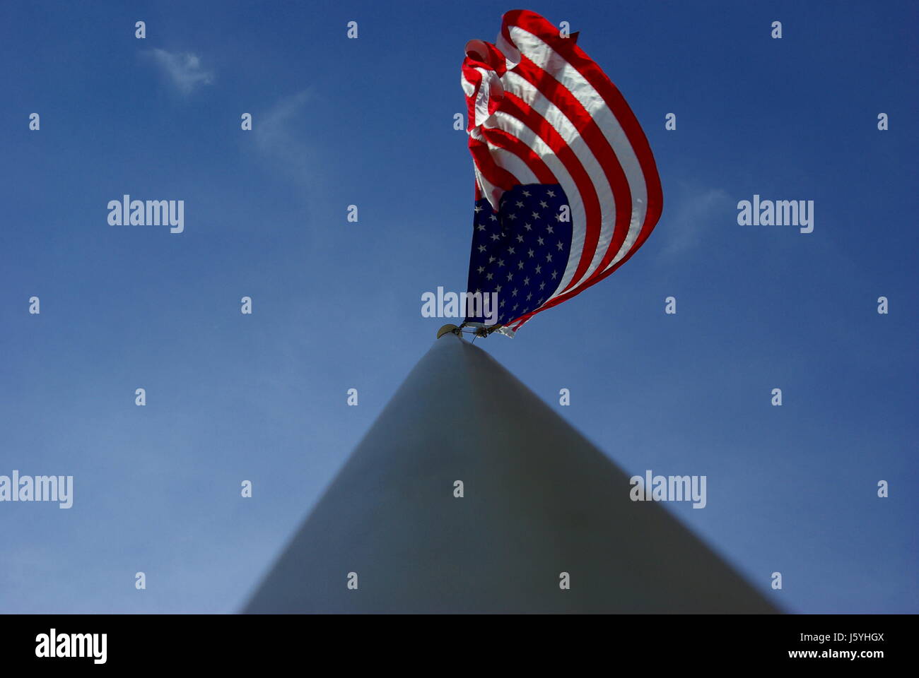 Bandiera americana pennone blue American bandiera degli Stati Uniti pole alluminio banner Foto Stock