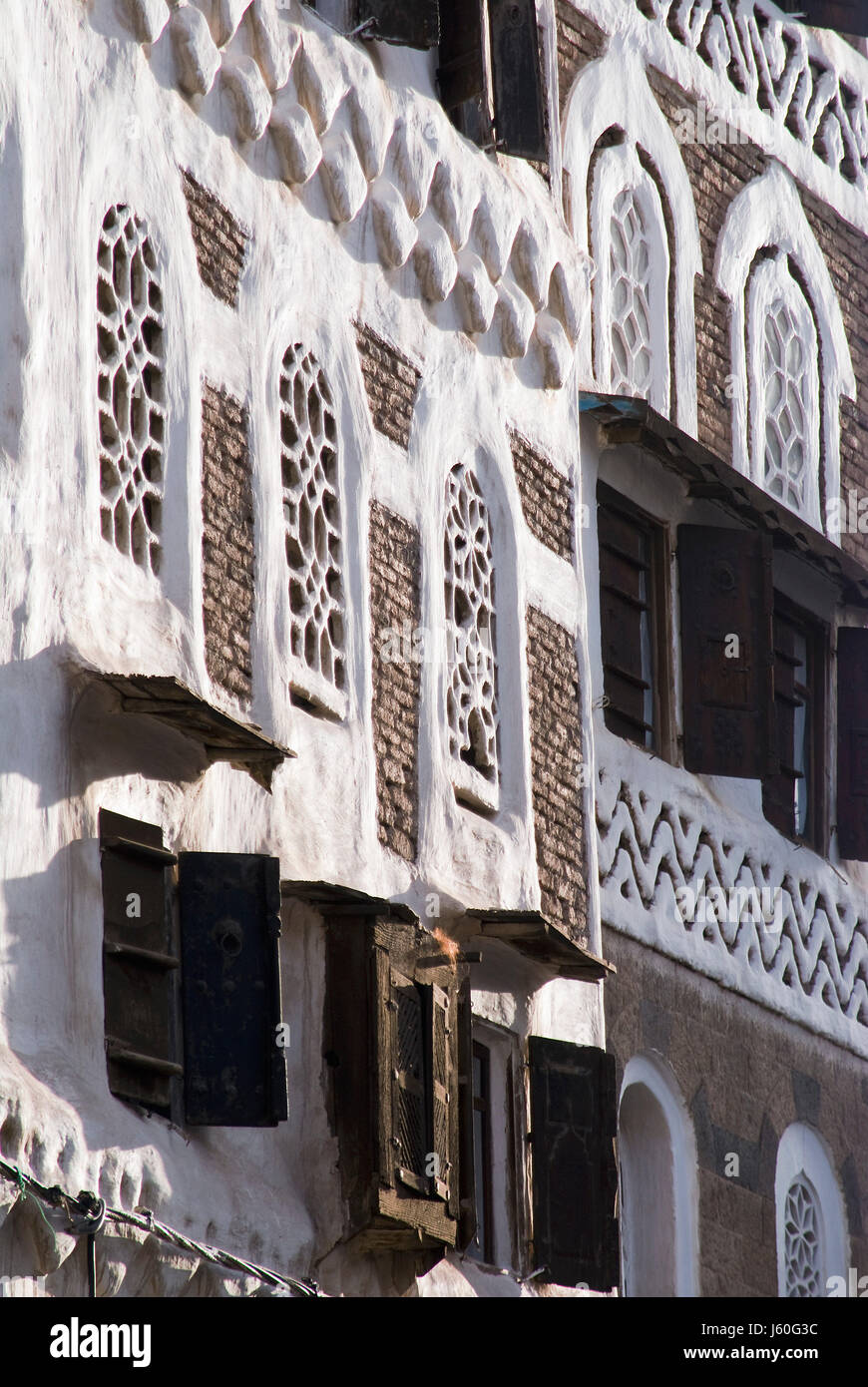 Costruzione casa saudita arabian yemen edifici house edificio multipiano Foto Stock
