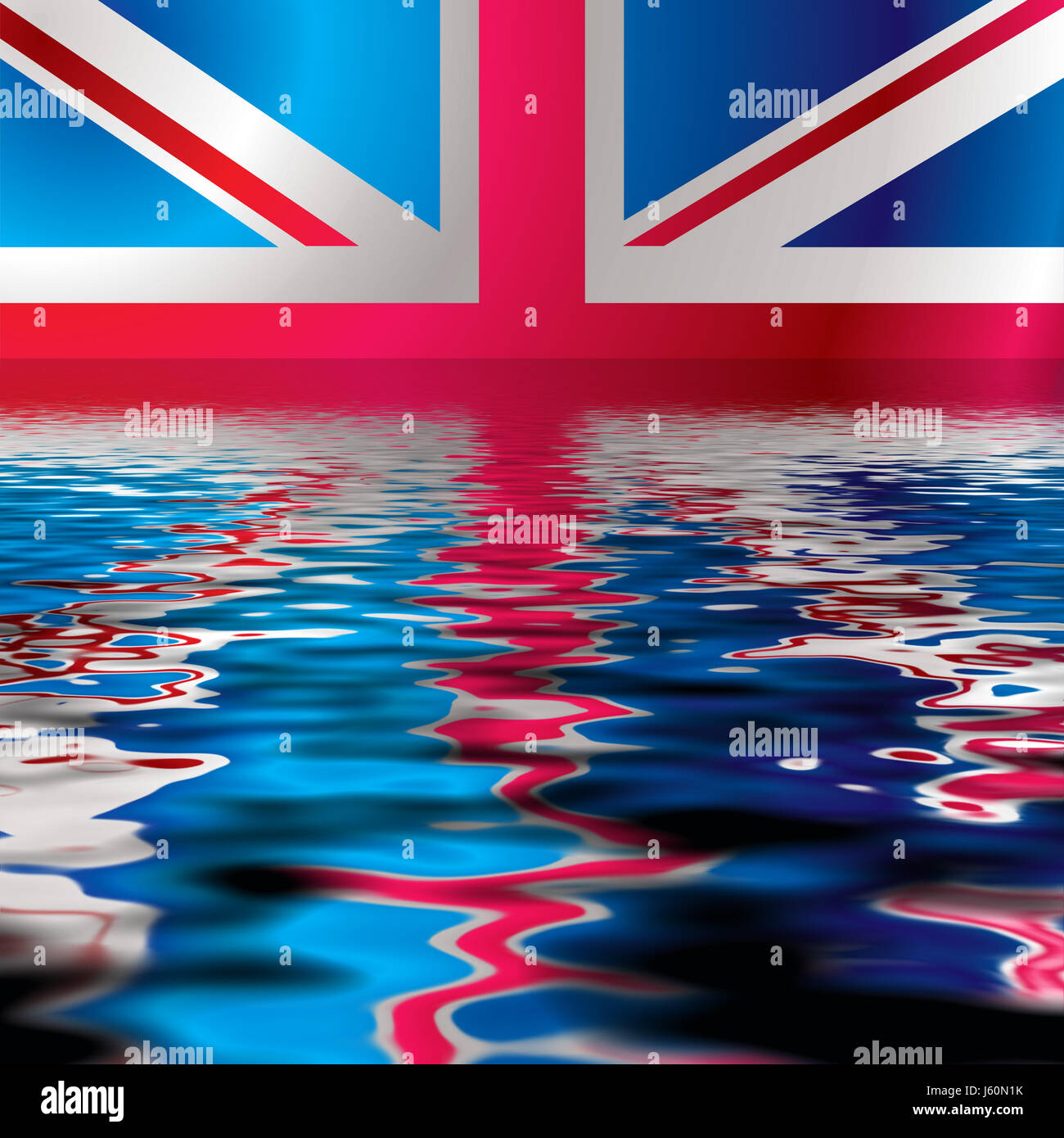 Inghilterra jack bandiera europea facendo clic ufficiale box riflettere unito blu acqua travel Foto Stock