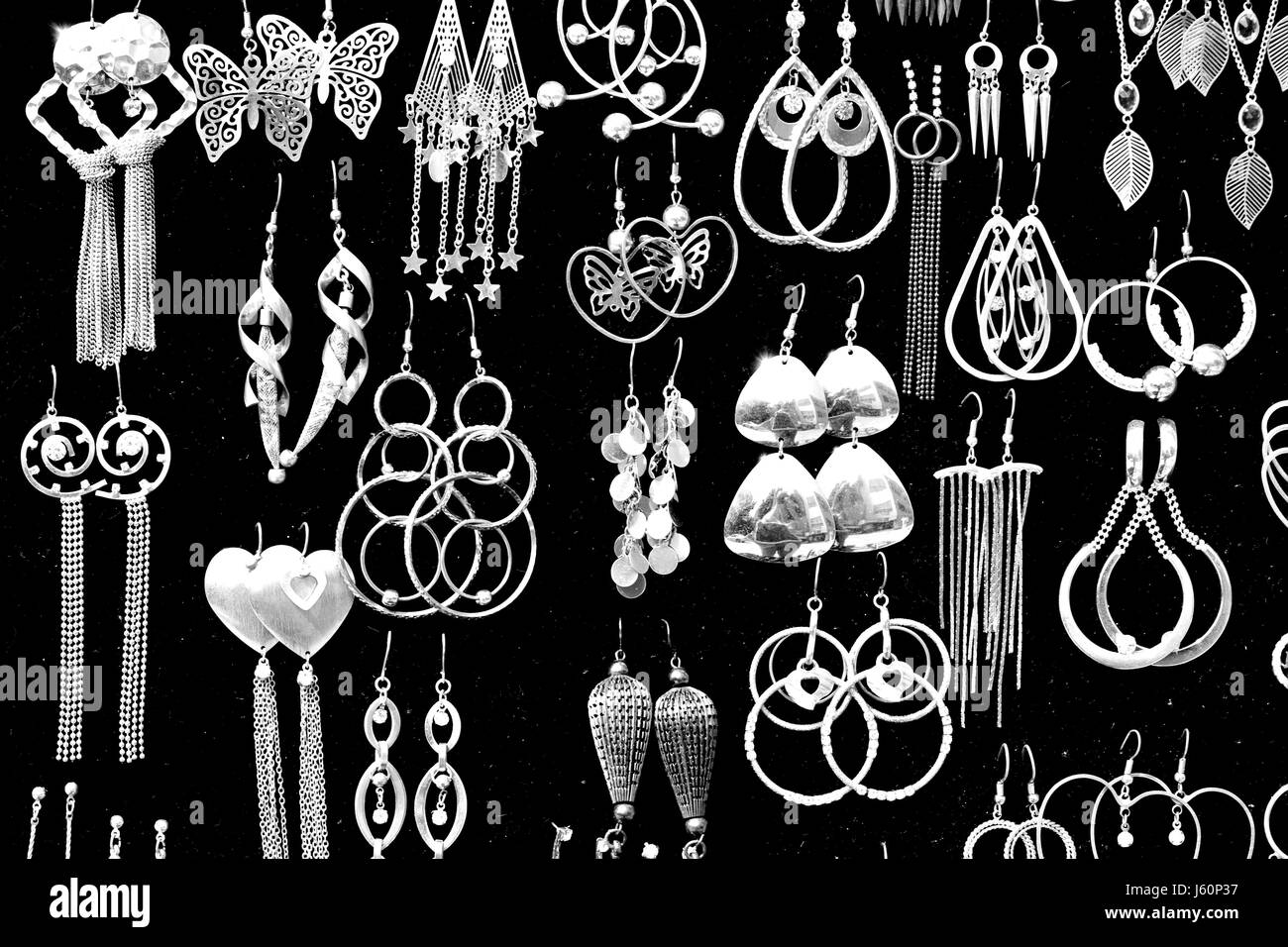 Gioielli Gioielleria decorazioni di argento orecchini pendenti Gioielli Gioielleria argento Foto Stock