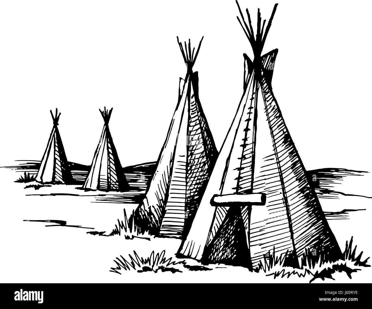 Native American wigwam Illustrazione Vettoriale