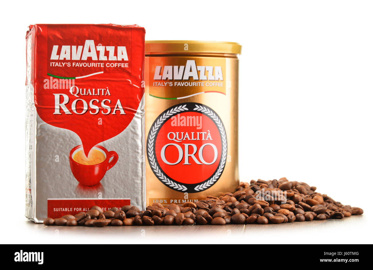 POZNAN, Polonia - Ott 12, 2016: Lavazza è un produttore italiano di caffè prodotti è stata fondata a Torino nel 1895 da Luigi Lavazza. Foto Stock