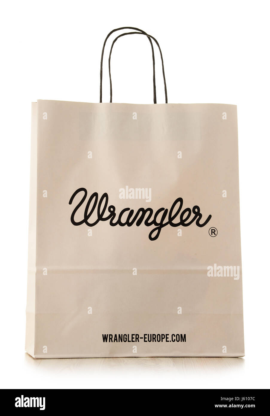 POZNAN, Polonia - Novembre 3, 2016: Wrangler è un produttore americano di jeans e altri articoli di abbigliamento, di proprietà di VF Corporation con sede in GRE Foto Stock