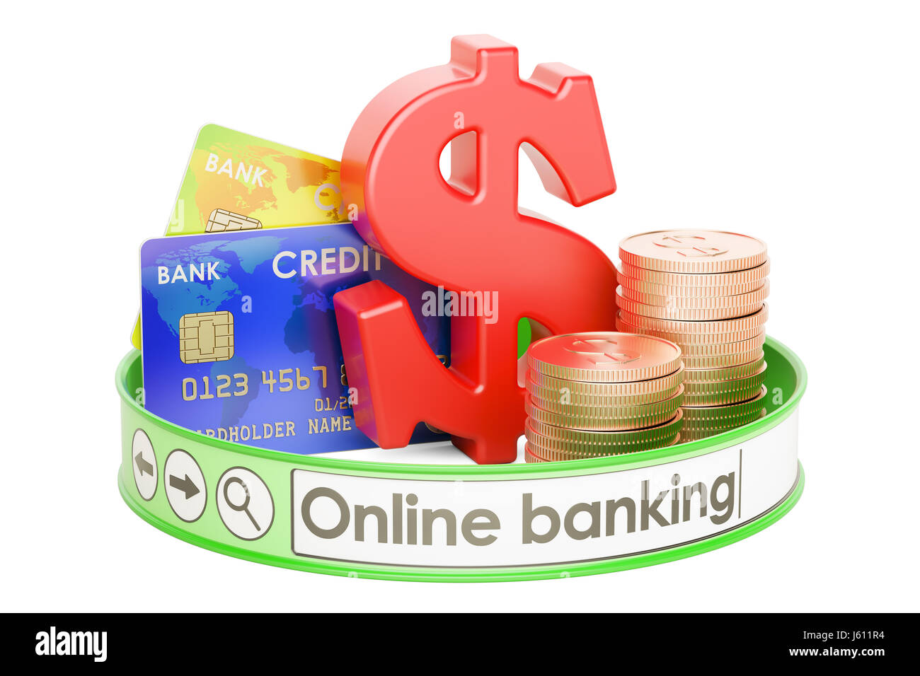 Online Banking concetto, 3D rendering isolati su sfondo bianco Foto Stock