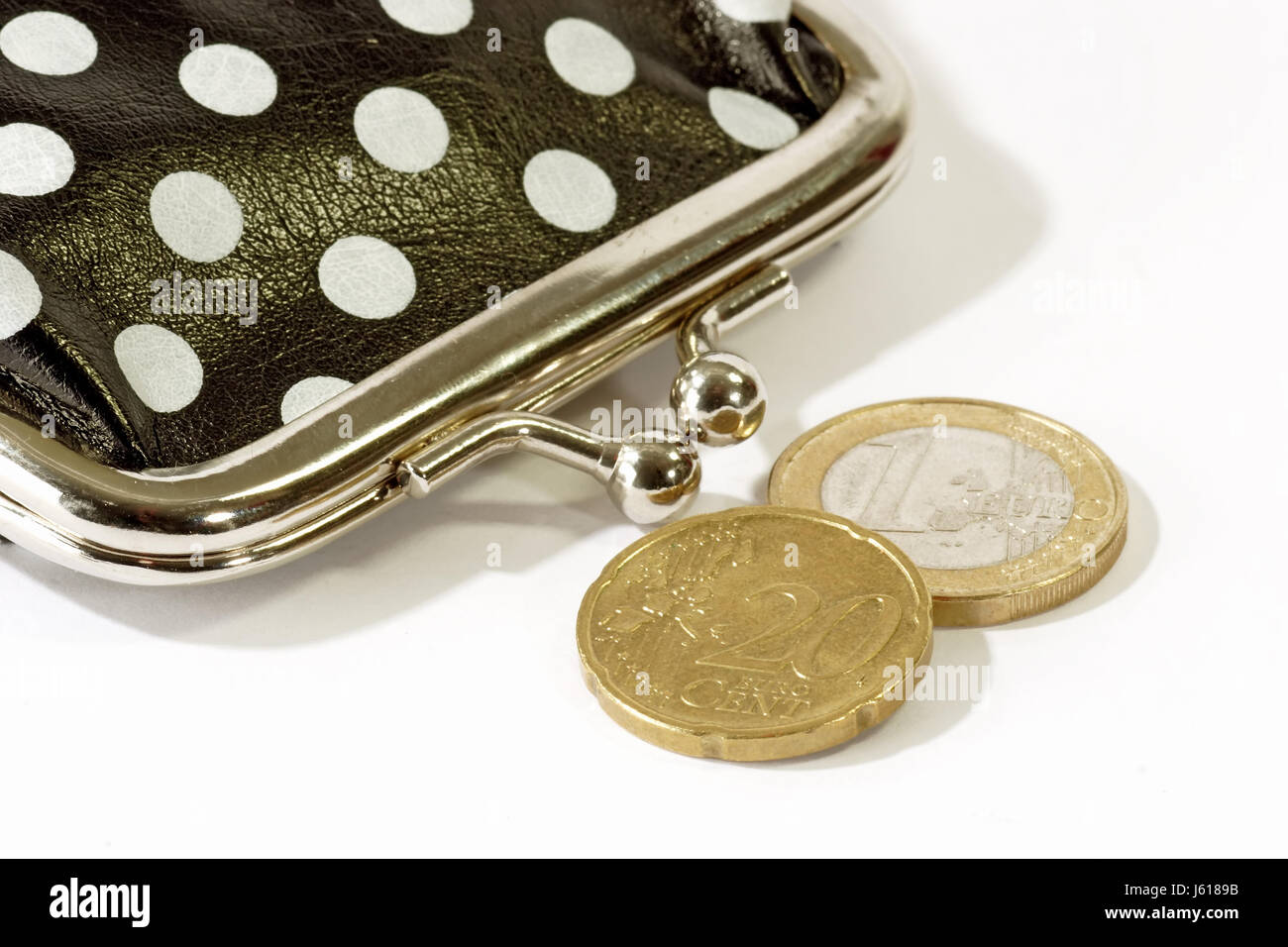 Cambio euro cash check purse wallet moneybag pocketbook fino a euro simbolico Foto Stock