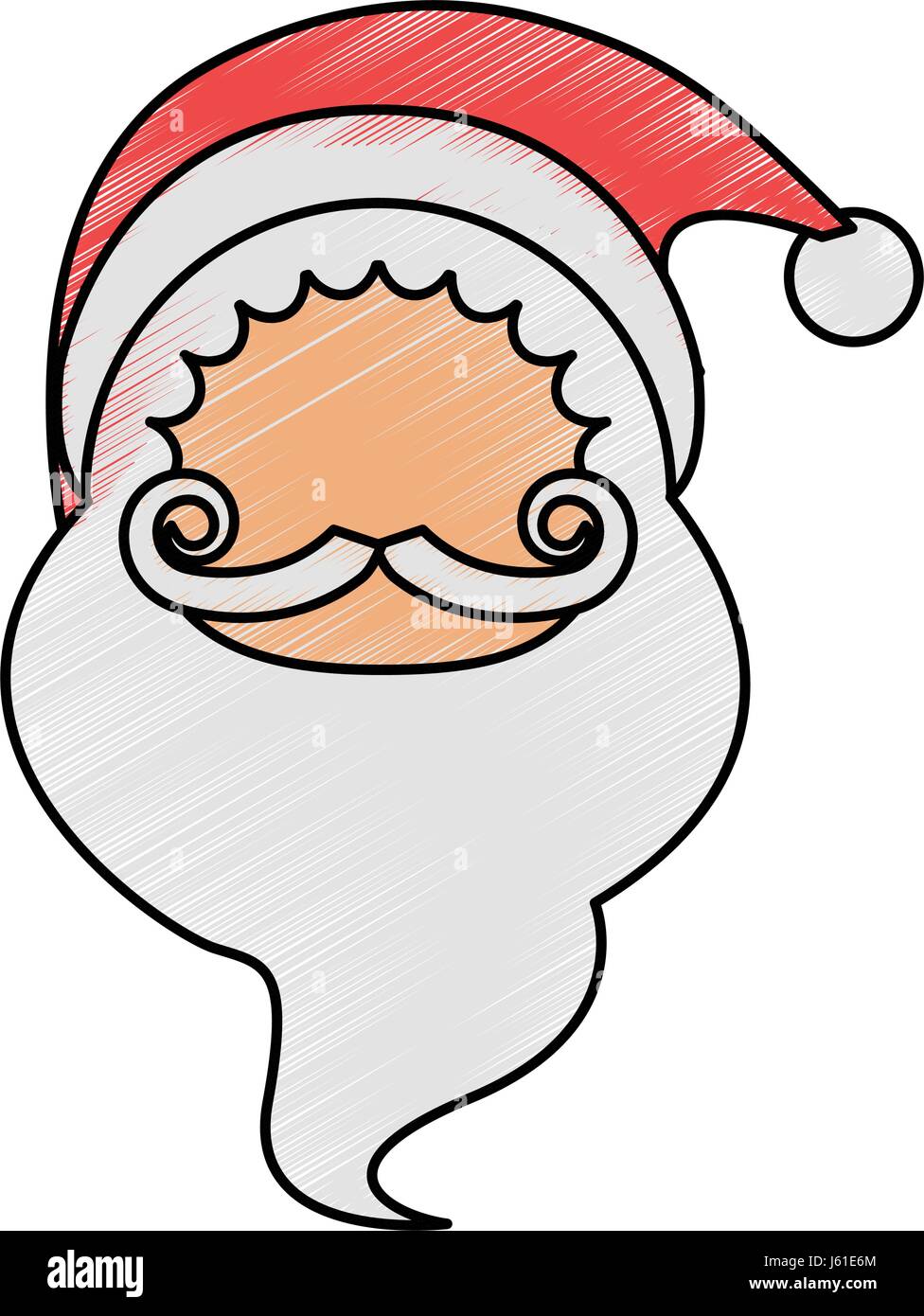 Matita colorata cartoon vista frontale volto babbo natale Illustrazione Vettoriale