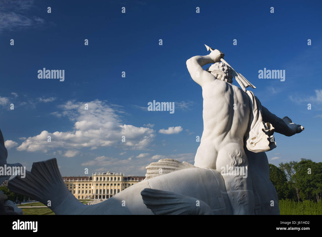 Vienna,Palazzo di Schonbrunn da Nettuno brunn Foto Stock