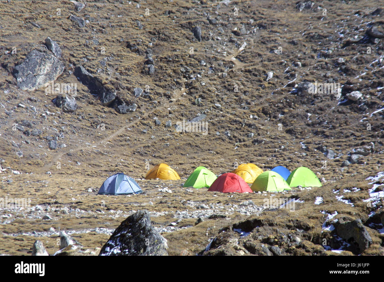 Spedizione tende in Himalaya Foto Stock