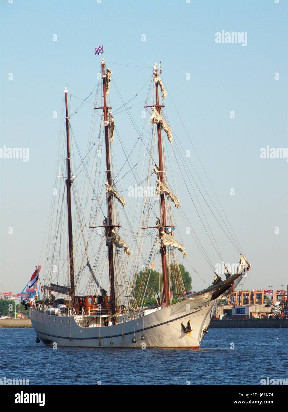 Yachtsman threemasted nave vela Harbor Hamburg nave a vela barca a vela Foto Stock