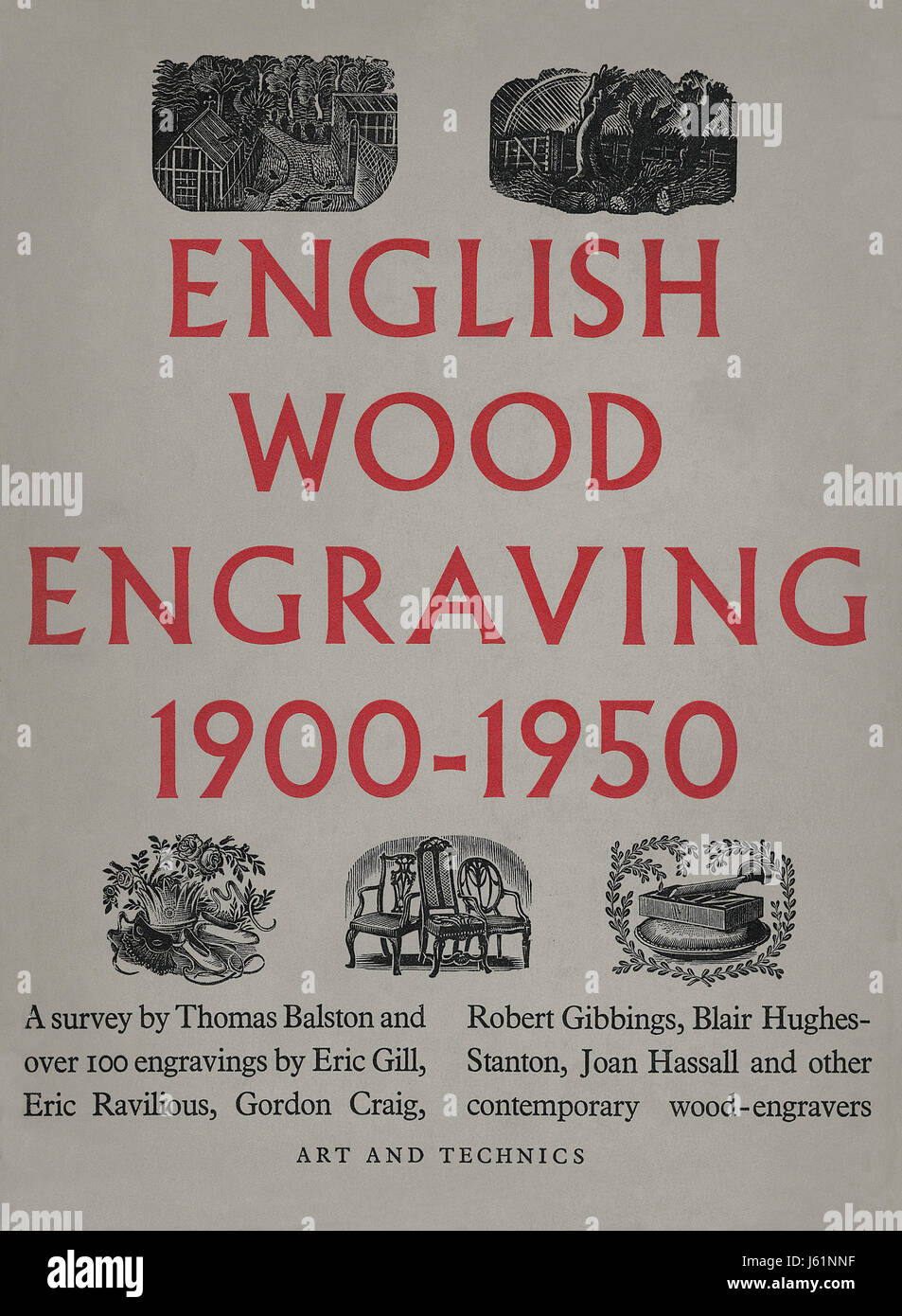 Coperchio anteriore del libro 'Inglese incisione su legno 1900-1950" di Thomas Balston. Pubblicato da Arte e Technics Ltd, 1951. Foto Stock