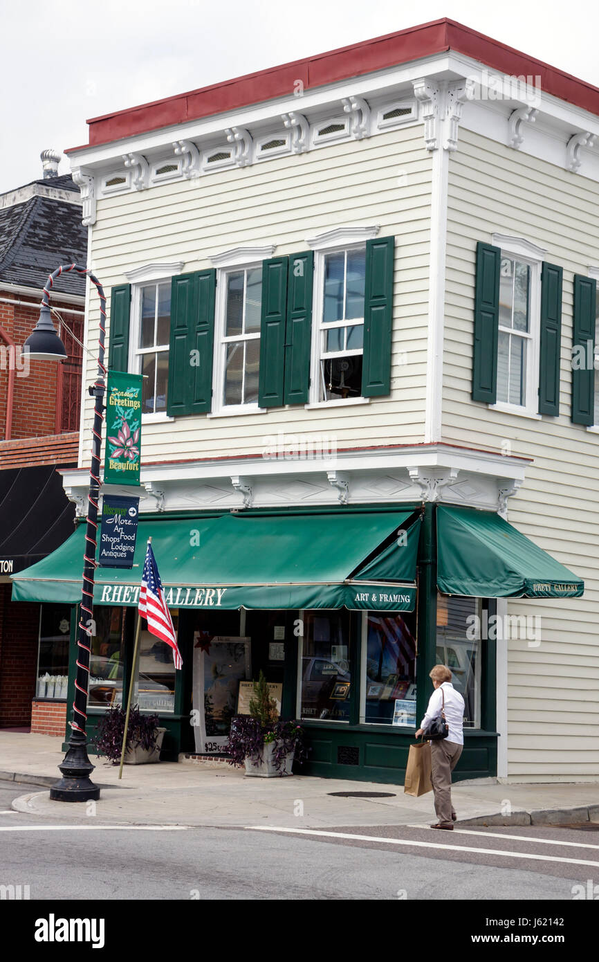 Beaufort South Carolina, Lowcountry, Southern, National Historic Landmark District, Bay Water Street, Rhett Gallery, arte, donna donna donna donna donna donna donna donna signora adu Foto Stock