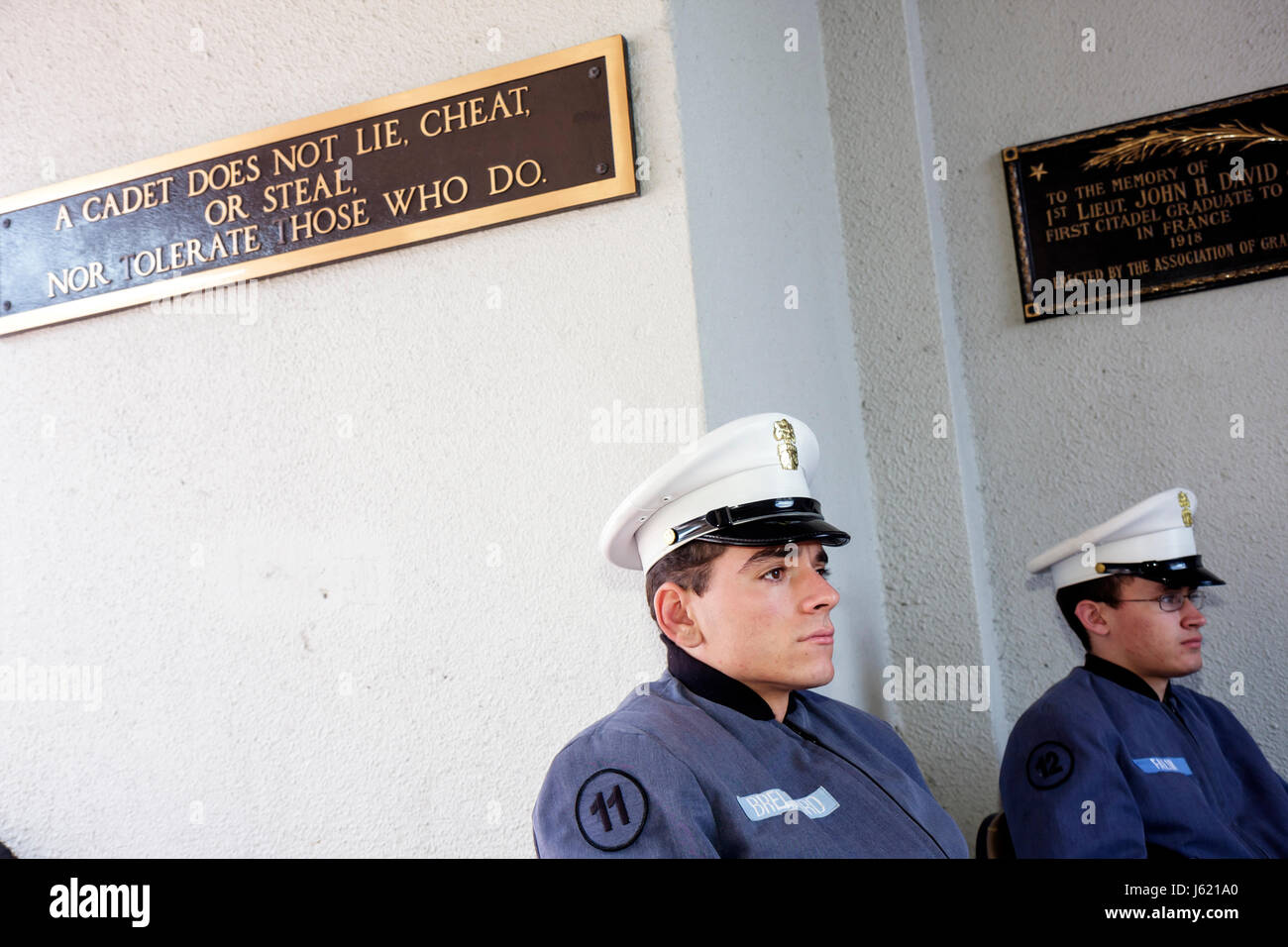Charleston South Carolina, The Citadel, The Military College of, South Carolina, militare, istruzione, formazione, cadetto, disciplina, Checkurboard Quadrangle, Padg Foto Stock