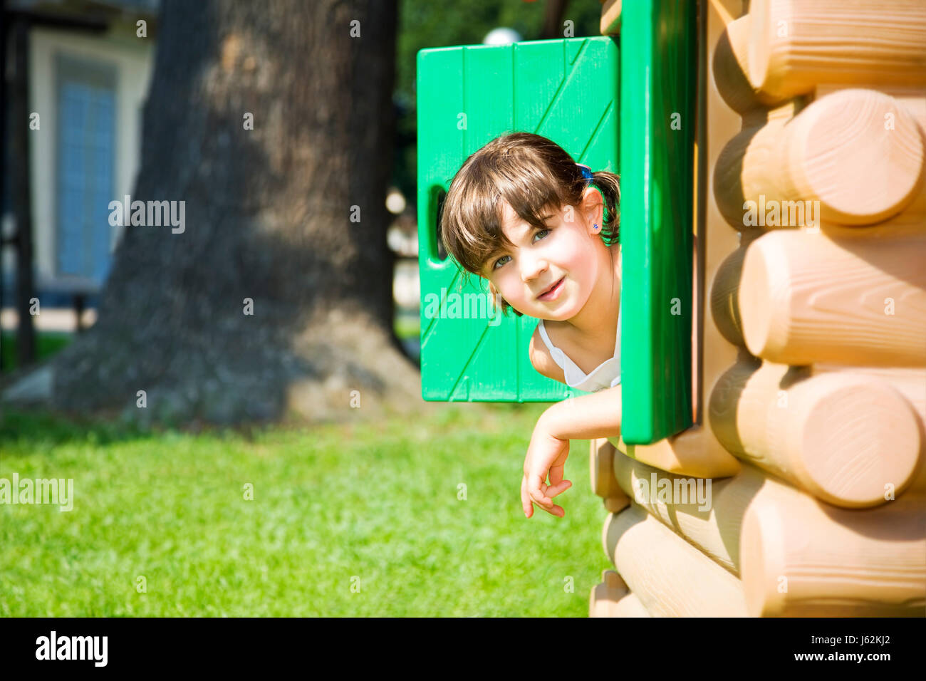 Costruzione casa ridere risate ridere twit risatina sorriso sorridente risate Foto Stock