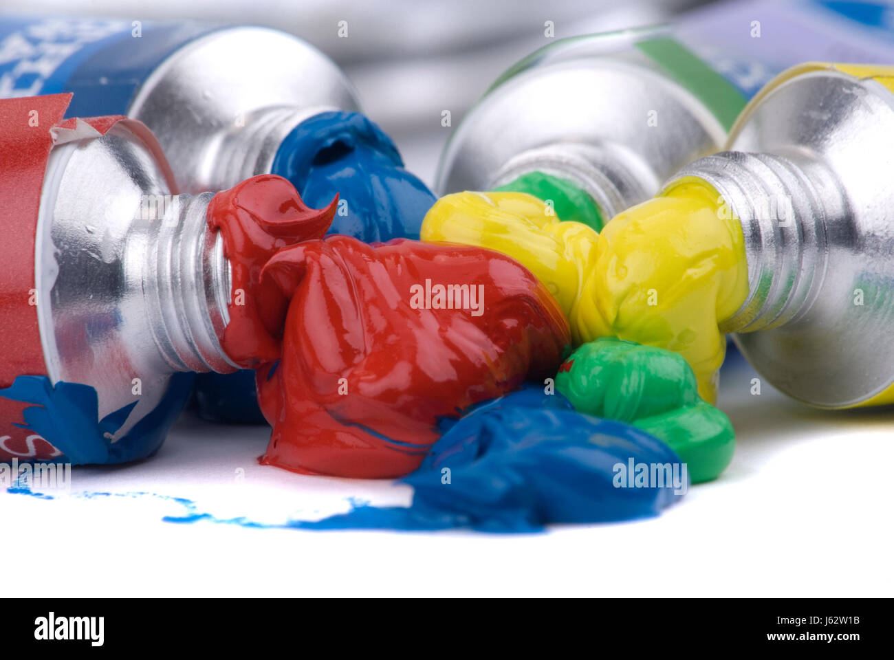 Arte di vernice di colore olio tubo paint dyer staint pigmento artista pittore macro blu Foto Stock