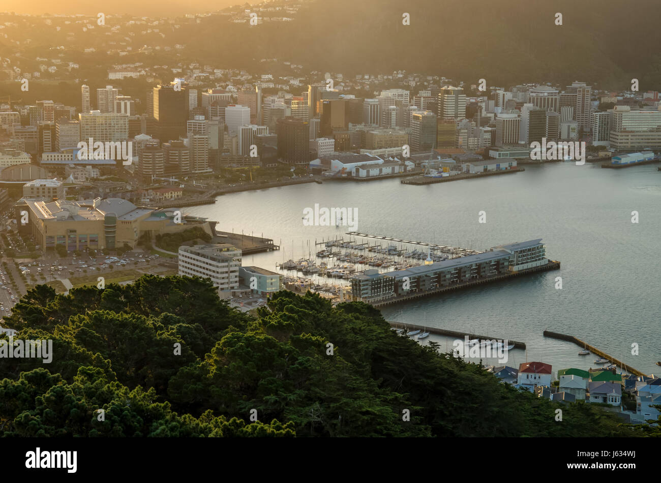 Wellington, Nuova Zelanda - Aprile 14,2016 : Bel tramonto del Monte Victoria in Nuova Zelanda Foto Stock