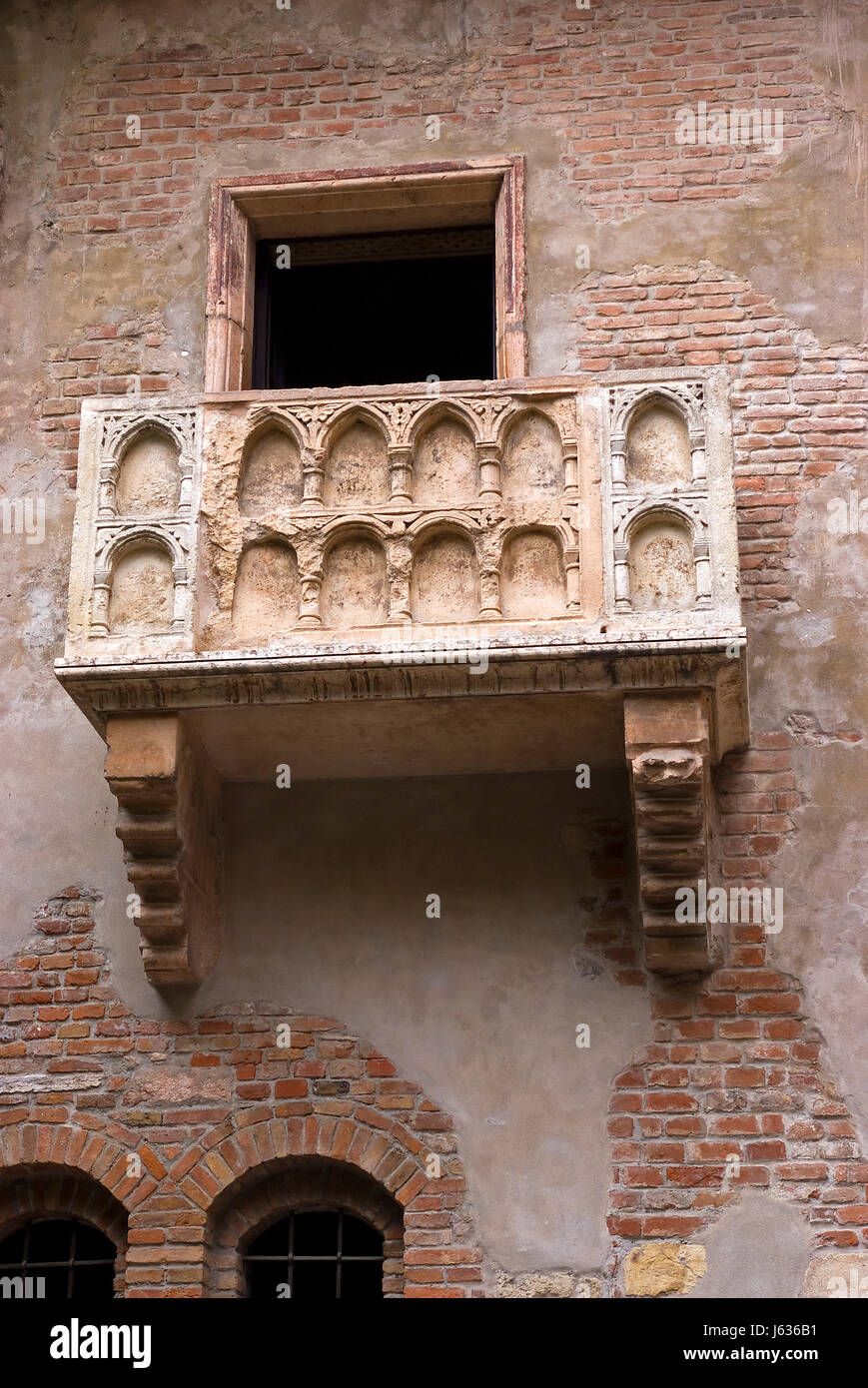 Monumento storico balcone italiano italia emblema storico di protezione Foto Stock