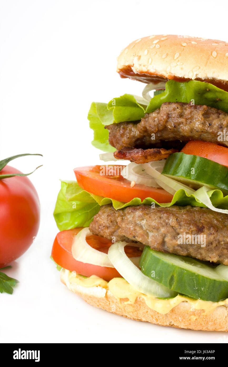 Roll kaiser hamburger burger cittadino burgher cheeseburger carni bovine cibo aliment Foto Stock