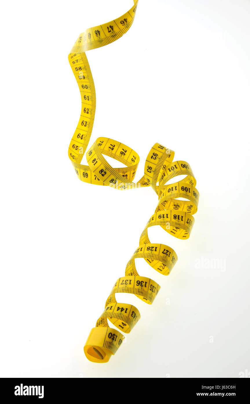 Esentati nastro giallo come misura di una spirale Foto Stock
