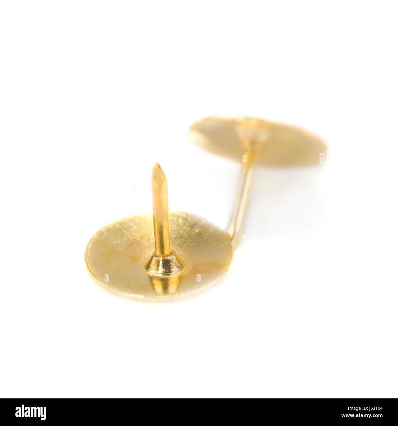 Office golden ha sottolineato la puntina oro thumbtacks puntina da disegno shine brilla luminosa Foto Stock
