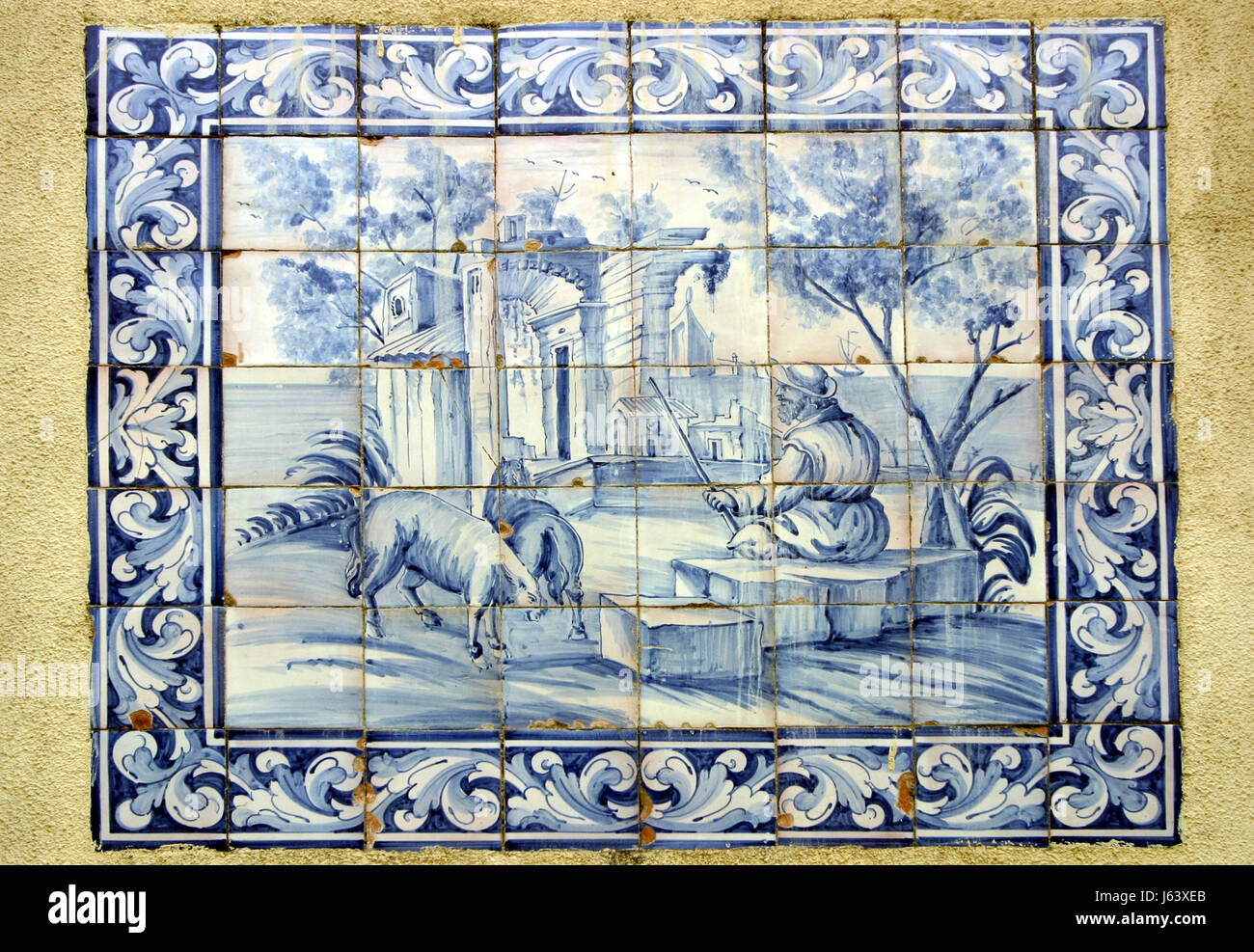 Mosaico mosaici di firmare il flusso del segnale animali decorazioni di piastrelle di ceramica garnishments Foto Stock