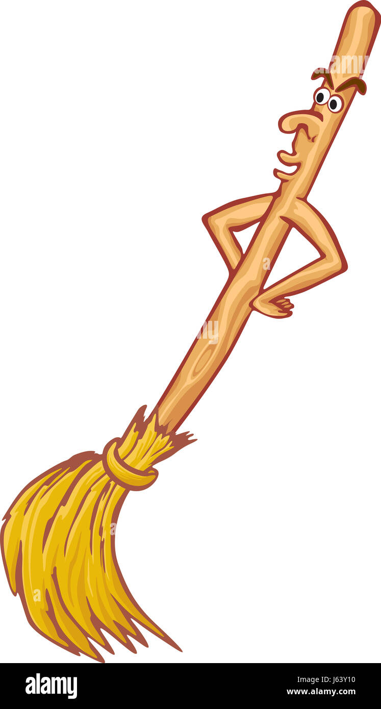 Spazzola di pulizia scopa cartoon scopa cleaner pennello spazzolatura strumento di ordine Foto Stock