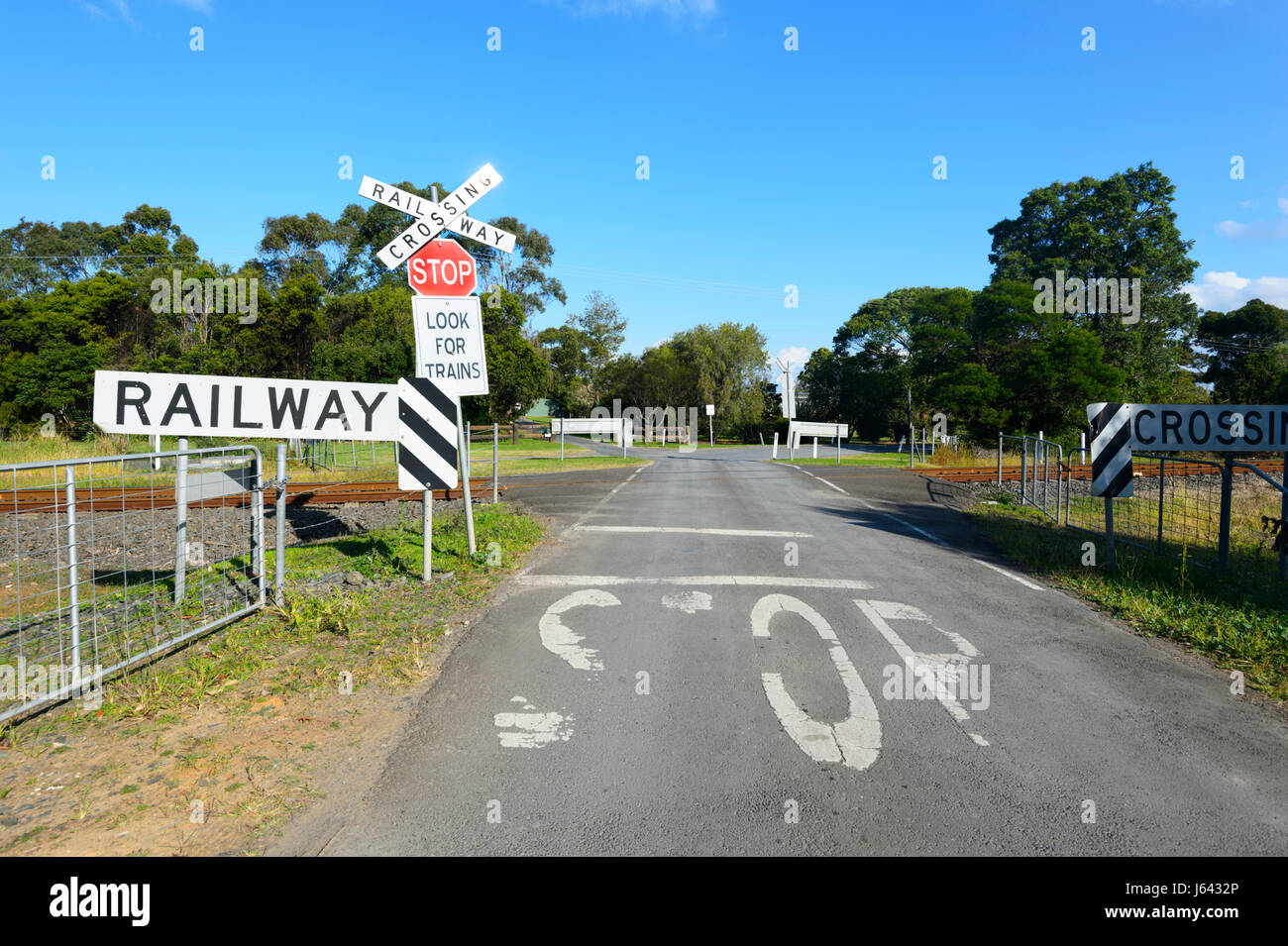 Rural incrocio ferroviario, Berry, Nuovo Galles del Sud, NSW, Australia Foto Stock