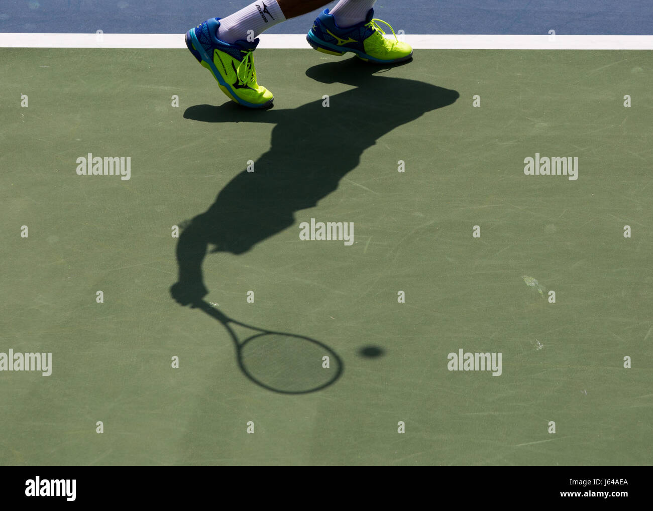 Ombra del giocatore di tennis Foto Stock